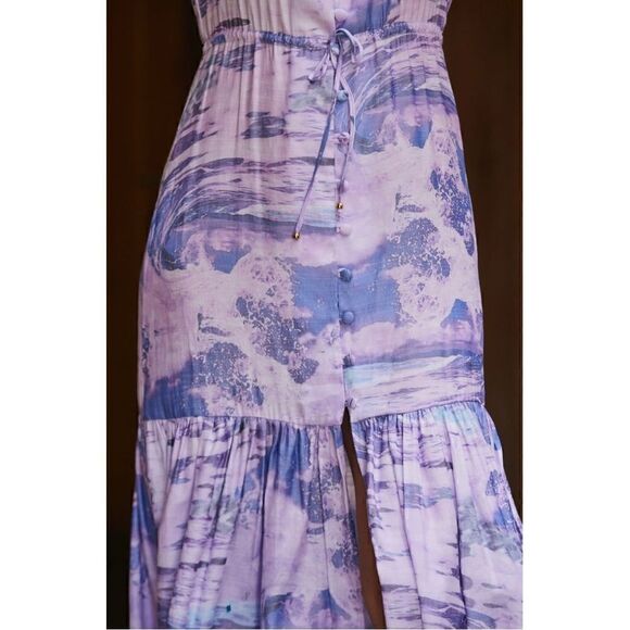 NEW Anthropologie Boamar Riviere Button-Front Flounced Belted Maxi Dress Small - Picture 4 of 5